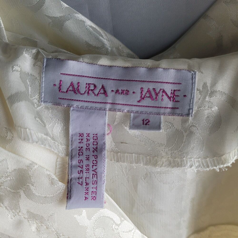 Vintage Laura & Jayne Collection cream jacquard blouse Sz 12 - Picture 3 of 5